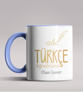 Kişiye Özel Türkçe Öğretmeni Tasarımlı Siyah Renk Kupa Bardak 3 (Mavi)