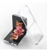 Galaxy Z Flip 3 Kılıf Zore Kıpta Metal Görünümlü İnce Kılıf (Renksiz)