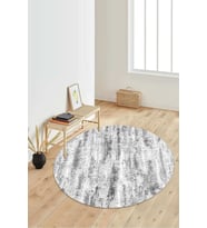 Dijital Baskılı Kaymaz Taban Yıkanabilir Yuvarlak Salon Halısı Koridor Halısı Paspas NDY-HT-466 (Gri)