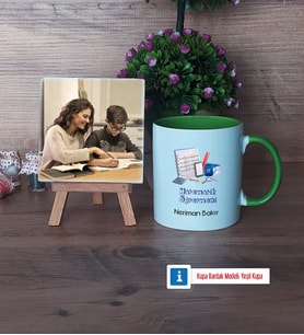 Matematik Öğretmeni Fotoğraflı Dekoratif Taş, Kupa Bardak Beyaz HediyeÖğretmenler Günü Hediyesi (Model 14)