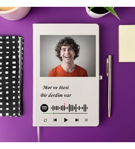 Çılgıntrend Kişiye Özel Spotify Barkod Tasarımlı Defter (Beyaz)