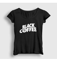 Presmono Kadın Beyaz Black Coffee Hediye Filtre Kahve T-Shirt 507001tt (Siyah)