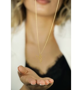 Kuş Figürlü 925 Ayar Gümüş Kolye (Gold)