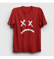 Presmono Unisex Sarı Sad Face Lil Peep T-Shirt 37848tt (Kırmızı)