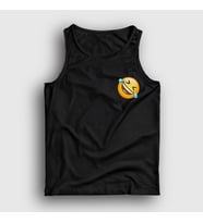 Presmono Unisex Beyaz Gülmekten Gözünden Yaş Gelen Emoji Instagram Atlet 435249tt (Siyah)