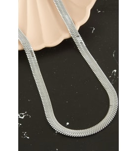 Lüx İtalyan Çelik Zincir Kolye 45CM (Gümüş)