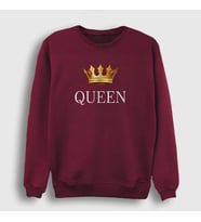 Presmono Unisex Beyaz Queen Kraliçe Sweatshirt 386181tt (Bordo)