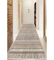 Dijital Baskılı Kaymaz Taban Yıkanabilir Modern Yolluk Ve Koridor Halısı NDU-HT-929 (Kahverengi)