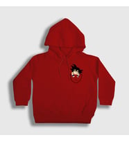 Presmono Unisex Çocuk Beyaz Pocket Goku Anime Dragon Ball Kapüşonlu Sweatshirt 236762tt (Kırmızı)