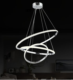 Çember led Oturma Odası Modern Salon Sarkıt Avize (Krom)
