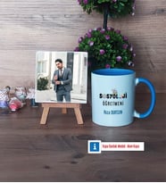 Sosyoloji Öğretmeni Fotoğraflı Dekoratif Taş, Kupa Bardak Beyaz Hediye Öğretmenler Günü Hediyesi (Model 4)