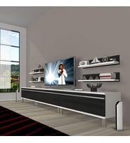 Decoraktiv Eko 270R Mdf Krom Ayaklı Tv Ünitesi Tv Sehpası (Siyah - Beyaz)