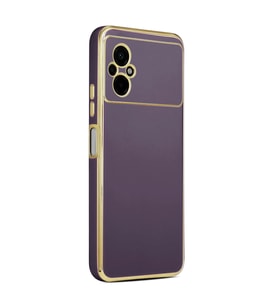Xiaomi Poco M5 Kılıf Zore Bark Kenarları Altın Renk Kılıf (Mor)