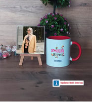 Din Kültürü Öğretmeni Fotoğraflı Dekoratif Taş, Kupa Bardak Beyaz Hediye (Model 2)