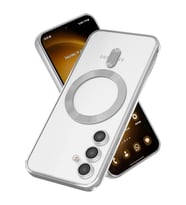 Samsung Galaxy S20 FE Kılıf Kamera Lens Korumalı Renkli Magsafe Şeffaf Silikon (Gümüş)