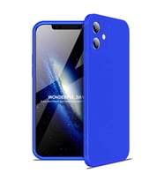 Apple iPhone 12 Mini Kılıf 3 Parça Slim Sert Silikon Kapak AYS (Mavi)