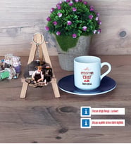 Aşçıya Hediye Türk Kahvesi Fincanı Ahşap Altlıklı ve Fotoğraflı Ahşap Anahtarlık Hediye (Model 4)
