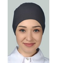 Kadın Pratik Dikişsiz Bağcıklı Kaymayan Tesettür Penye Bone (Füme)