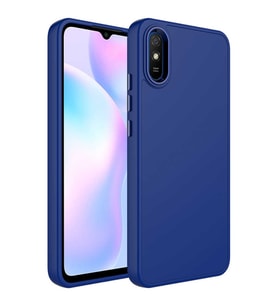 Xiaomi Redmi 9A Kılıf Metal Çerçeve Lansman Silikon Kapak (Lacivert)