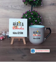 Harita Mühendisi Dekoratif Taş, Kupa Bardak Kırmızı Hediye (Model 9)