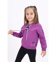 Toontoy Kız Çocuk Baskılı Sweatshirt (Mor)