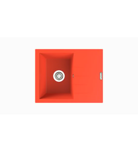 POLEX Cristalüx Granit Eviye P-S60 Tezgah Altı Ve Tezgah Üstü Kare Mutfak Evyesi 60,5x49,5cm (Turuncu)