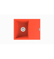 POLEX Cristalüx Granit Eviye P-S60 Tezgah Altı Ve Tezgah Üstü Kare Mutfak Evyesi 60,5x49,5cm (Turuncu)