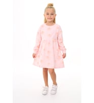 Toontoy Kız Çocuk Baskılı Elbise (Pudra)