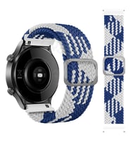 Samsung Galaxy Watch 3 45mm Gear S3 46mm Kordon Örgü Tokalı Kordon (MAVI-BEYAZ)