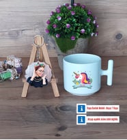 Unicorn Kupa Bardak Beyaz ve Fotoğraflı Ahşap Anahtarlık Hediye (Model 12)