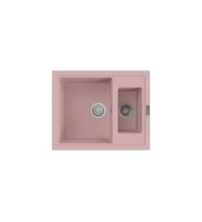 POLEX Cristalüx Granit Eviye P-04 1,5 Gözlü Tezgah Altı Ve Tezgah Üstü Kare Mutfak Evyesi 59,5x49cm (Pembe)