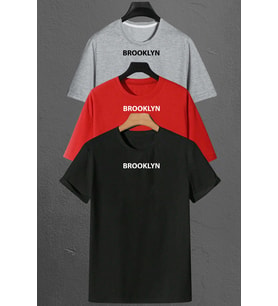 Brooklyn Baskılı Unisex Oversize 3'lü T-shirt Paketi (Siyah)