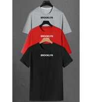 Brooklyn Baskılı Unisex Oversize 3'lü T-shirt Paketi (Siyah)