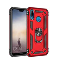 Huawei P20 Lite Kılıf Yüzüklü Zırh Tank Vega (Kırmızı)