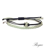 Handcraftedbyoz, Unisex, Paraşüt, Makrome El yapımı, Dümen 2'li Bileklik (Beyaz)