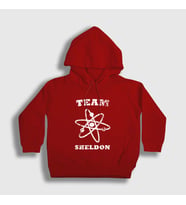 Presmono Unisex Çocuk Beyaz Team Sheldon The Big Bang Theory Kapüşonlu Sweatshirt 181667tt (Kırmızı)