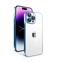 iPhone 14 Pro Max Kılıf Garaj Kenarları Renkli Kamera Korumalı (Açık Mavi)