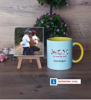 Anneye Hediye Fotoğraflı Dekoratif Taş, Kupa Bardak Beyaz Hediye (Model 7)
