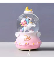 Unicorn Kar Küresi Büyük Boy Tam Otomatik Işıklı Müzikli Püskürtmeli (Pembe)
