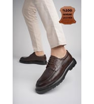 Muggo NORMAN Garantili Günlük Klasik Hakiki Deri Casual Rahat Ortopedik Kalın Taban Erkek Ayakkabı (Kahverengi)