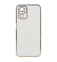Xiaomi Redmi Note 10 Kılıf Zore Bark Kenarları Altın Renk Kılıf (Beyaz)