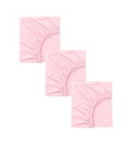 3 Adet 40x80 cm Anne Yanı Lastikli Penye Kumaş Bebek Çarşafı (Pembe)