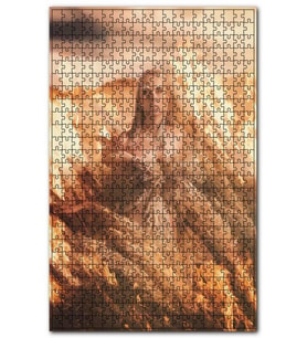 Cakapuzzle Altın Rengi Elbiseli Kadın ve Başaklar Puzzle Yapboz MDF (Ahşap) (500 Parça)
