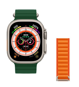 Pazariz Watch 8 Ultra 49mm  Amax Ultra Akıllı NFC - GPS - Kablosuz Şarj YEŞİL  (Yeşil Geçişli)