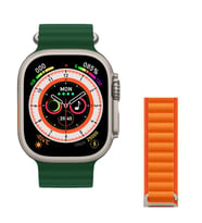Pazariz Watch 8 Ultra 49mm  Amax Ultra Akıllı NFC - GPS - Kablosuz Şarj YEŞİL  (Yeşil Geçişli)