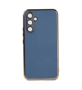Samsung Galaxy A54 Kılıf Kenarları Gold Kamera Korumalı Renkli Pastel Silikon Siyah BARK (Mavi)