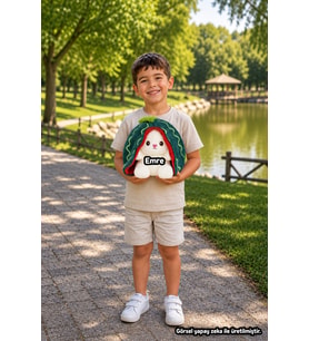 Kişiye Özel İsim Baskılı 50 Cm Pelüş Çilek Tavşan (Yeşil)