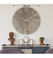 Markakanvas Mermer Desenli  Duvar Saati   ( Çap 50 cm - 80 cm ) (Gümüş)