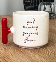 Kişiye Özel Good Morning Gorgeous Hediye T Kupa Bardak Sevgiliye Hediye (Kırmızı)