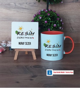 Resim Öğretmeni Dekoratif Taş, Kupa Bardak Kırmızı Hediye (Model 12)